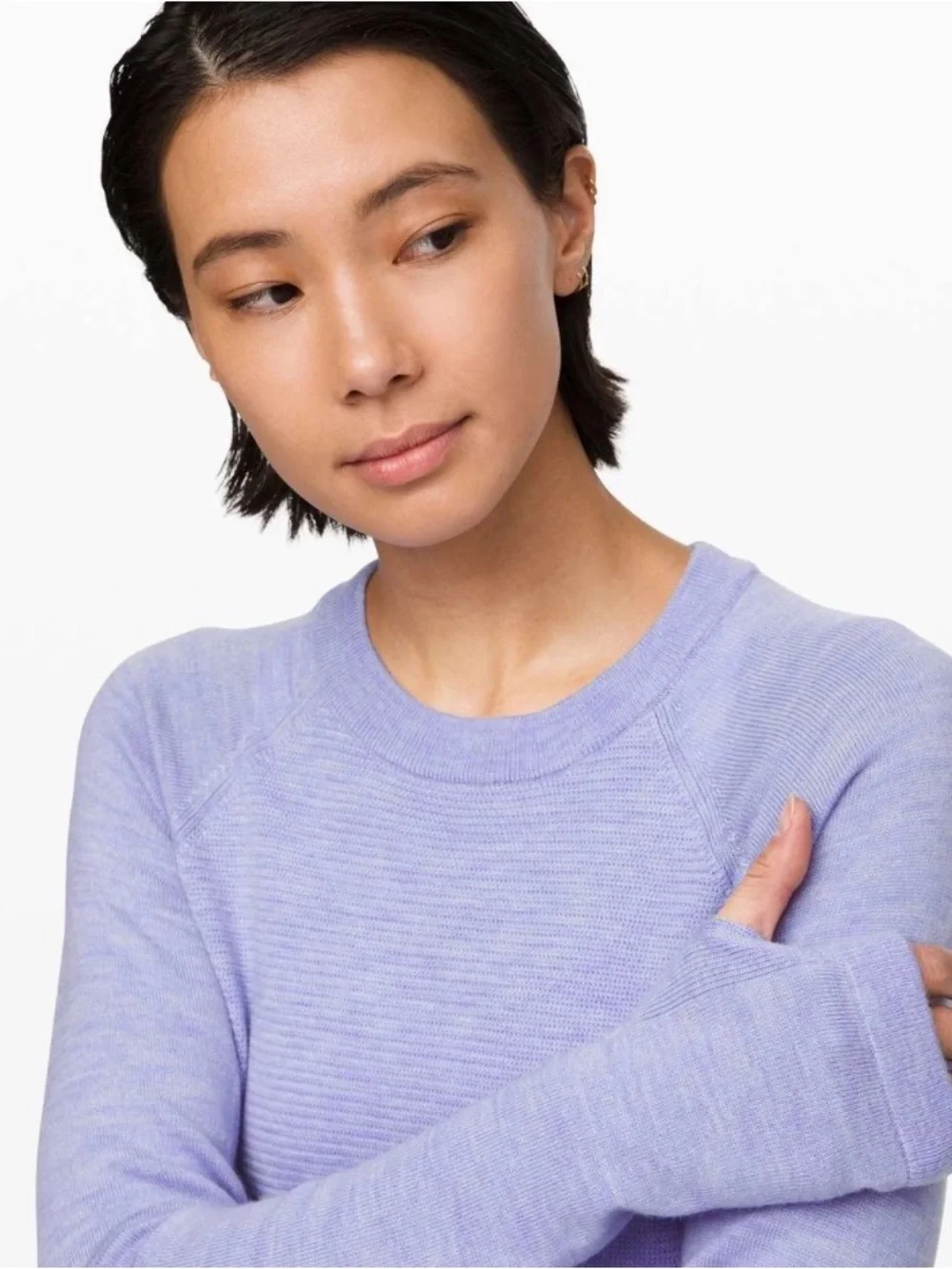 Lululemon Moreno Wool Sit In Lotus Sweater Heathered Lavender Dusk